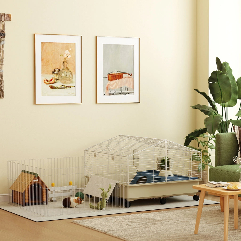Gabbia per piccoli animali 2 livelli con rampa e accessori ¨C Xylo ¨C Bianco