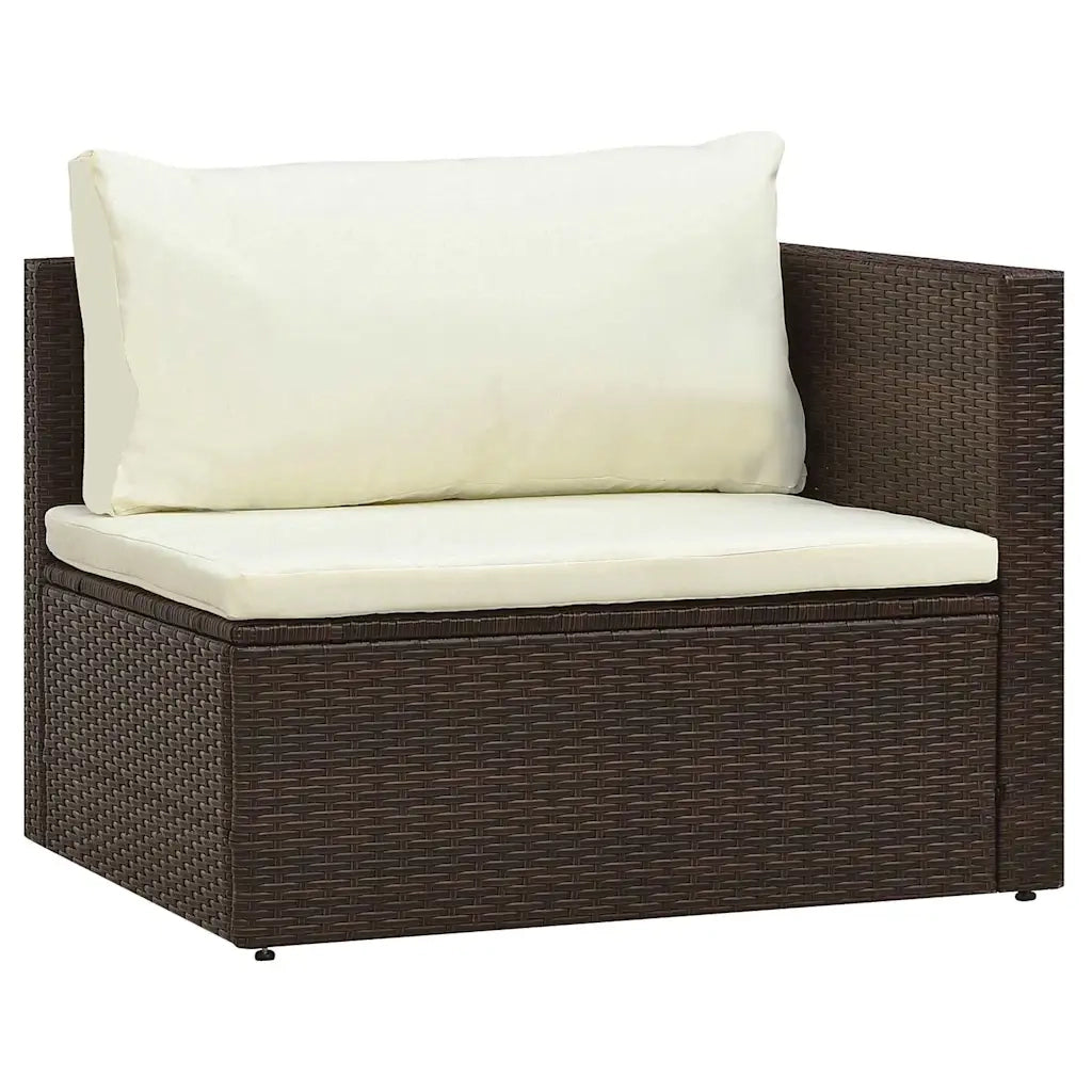 Set Divani da Giardino 5 pz | Set Salotto da Giardino con Cuscini in Polyrattan Marrone