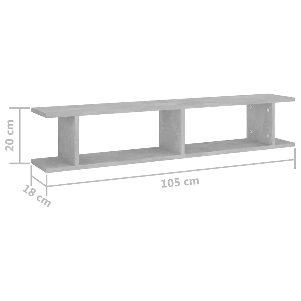 Mensole a Muro 2 pz Grigio Cemento 105x18x20 cm in Truciolato cod mxl 64545