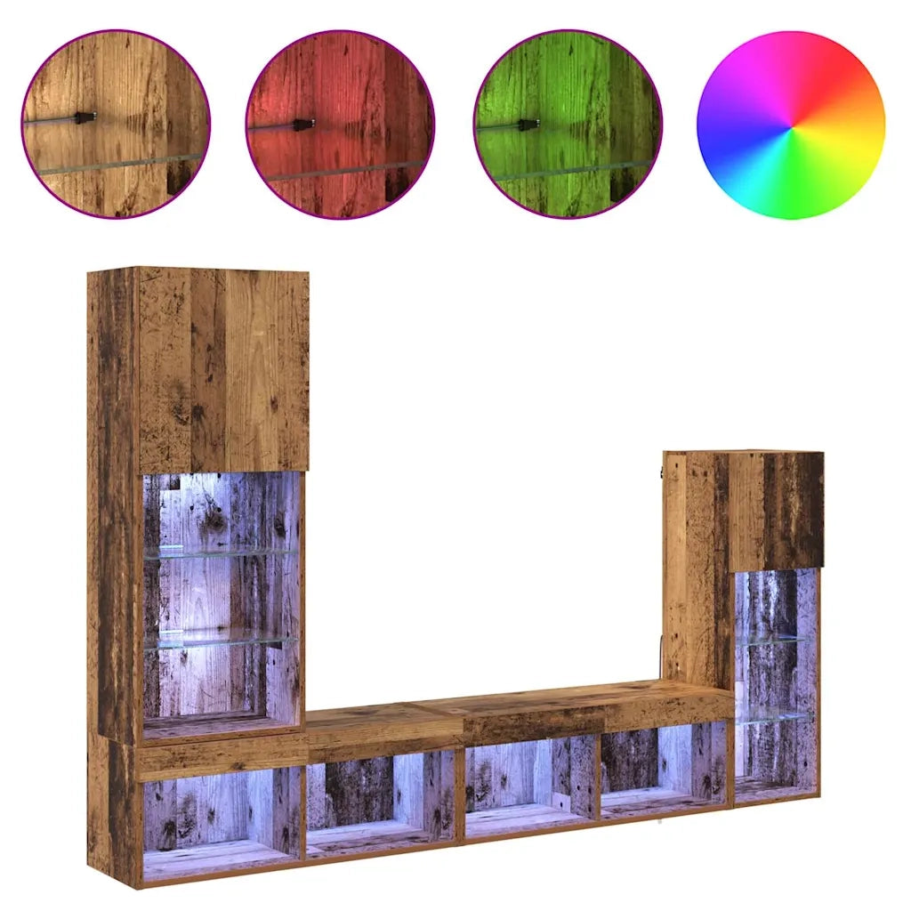 Unit¨¤ per TV a Muro 4 pz | Armadietto TV | Mobile Porta TV Legno vecchio Legno multistrato