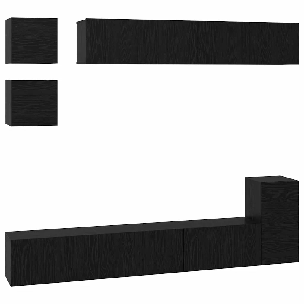 Set mobile TV 8 pcs Rovere Nero Legno multistrato 3393166