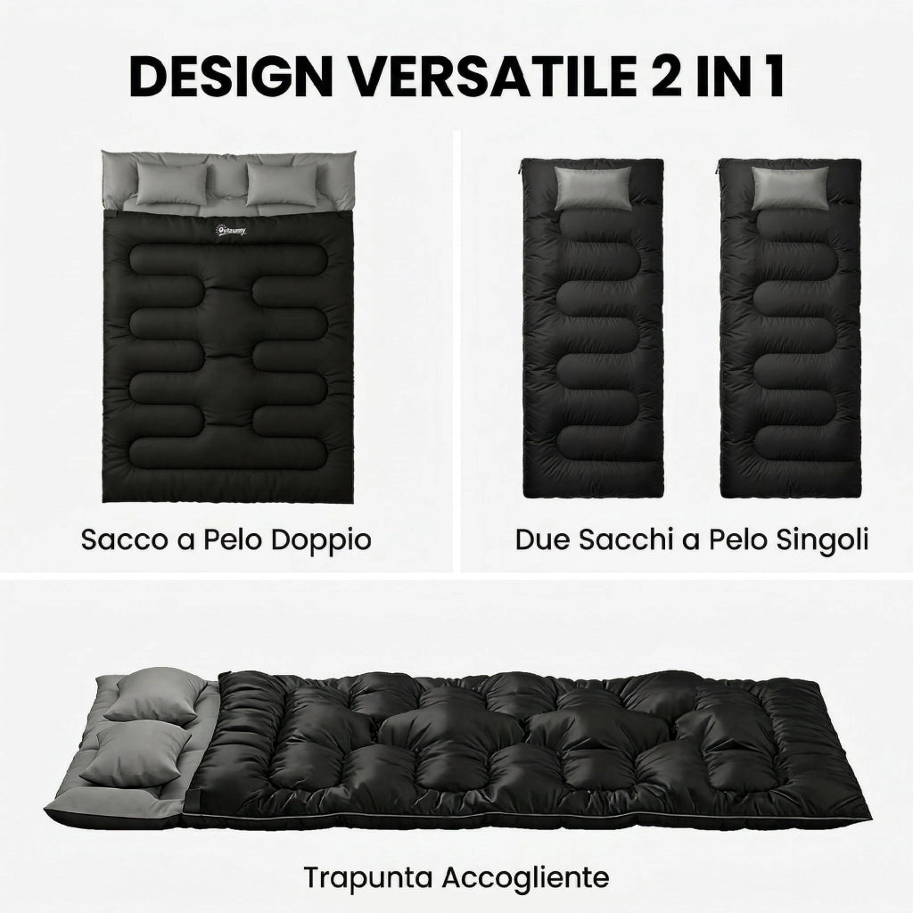 Sacco a Pelo Matrimoniale ¨C zephmum ¨C Nero con Cuscini