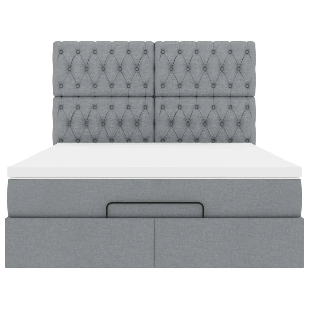 Struttura Letto Pouf con Materasso 140x190 cm in Tessuto