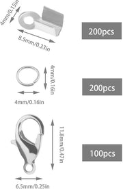 Set di Bracciali 500 pezzi - Chiusure a Crocetta - Chiusure a Spring - Chiusure a Clip - Creazione di Gioielli - Metallo, Argento