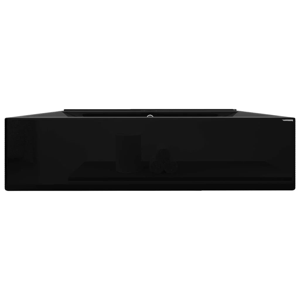 Lavabo da appoggio con foro per rubinetto 60 x 46 cm ceramica nera 02_0002487