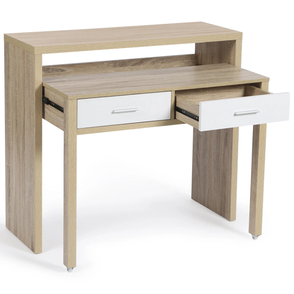 IDMarket - Scrivania allungabile MAX in faggio e bianco