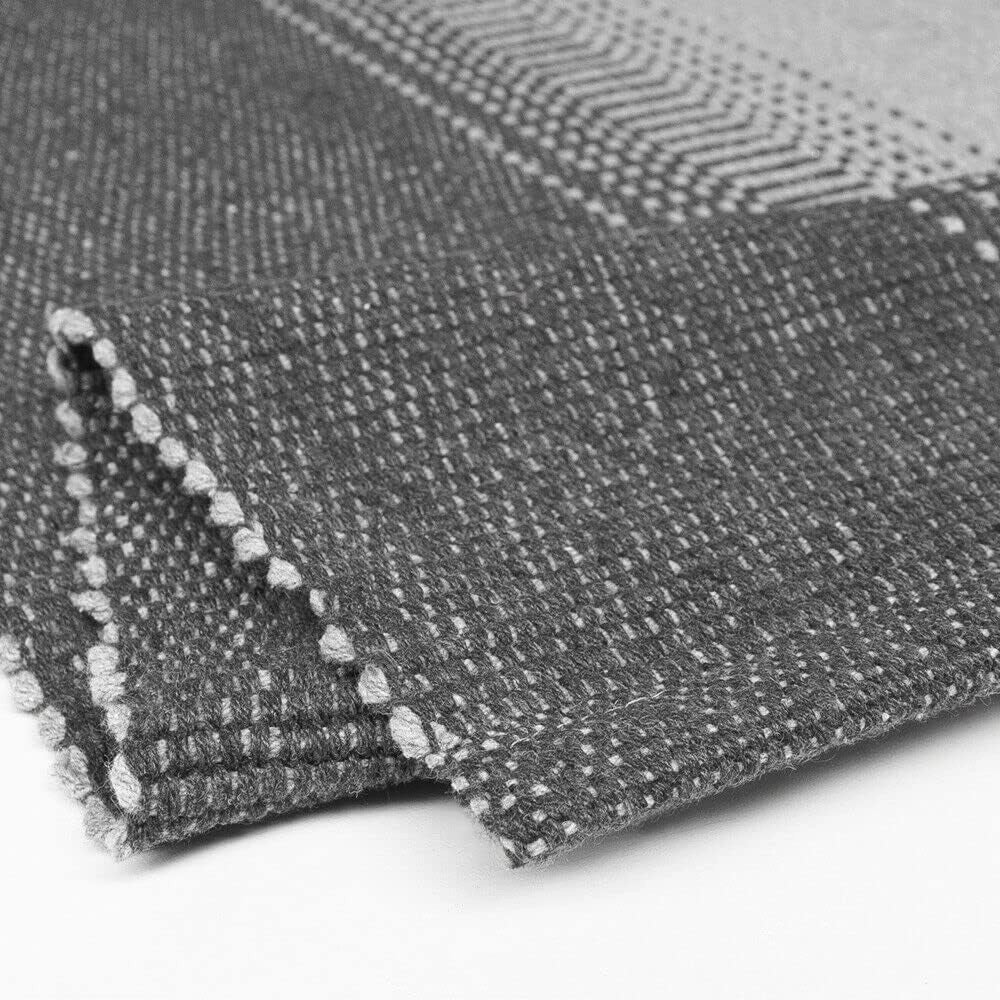 Tappeto Cucina Bagno Puro Cotone Assorbente Tessuto Intrecciato a Mano Grigio 55x180 cm