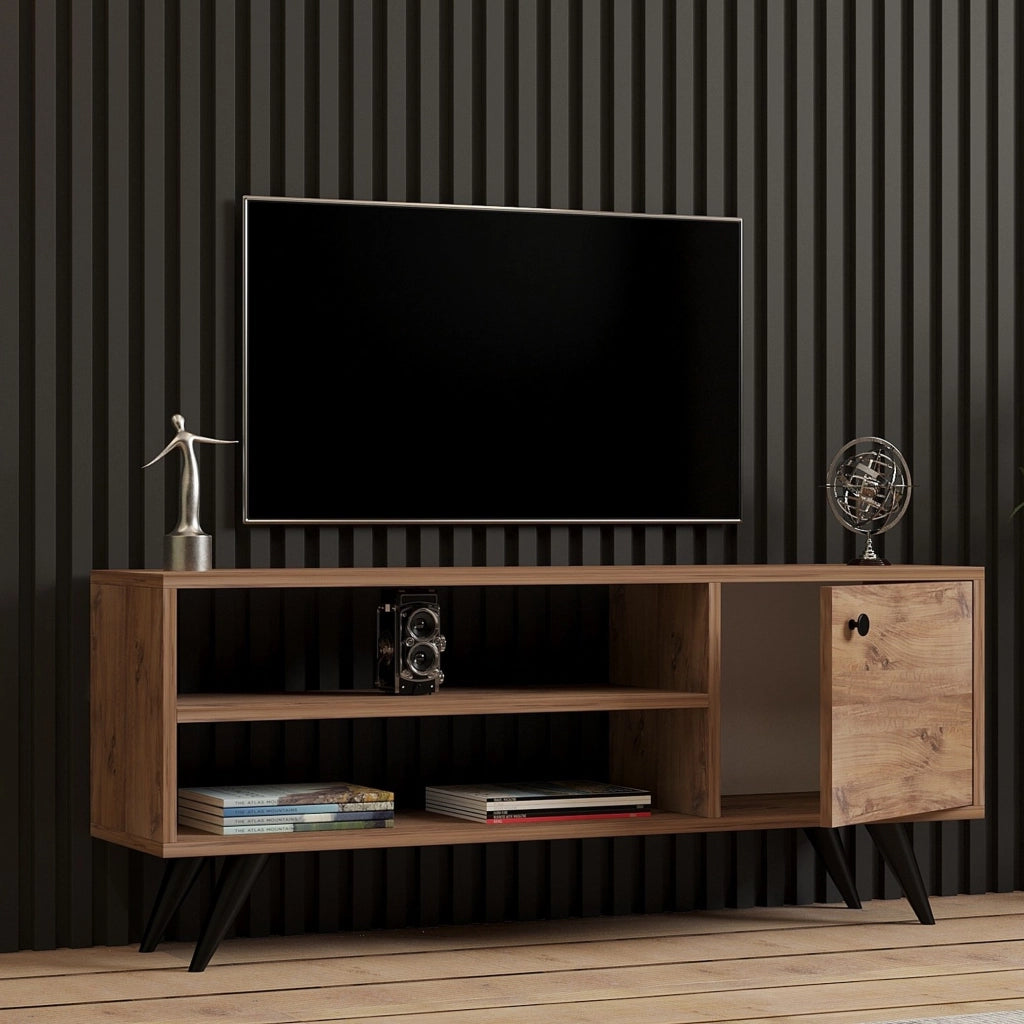Spinola, Mobile Porta tv un Ripiano, 120x29x50h cm Marrone Rovere