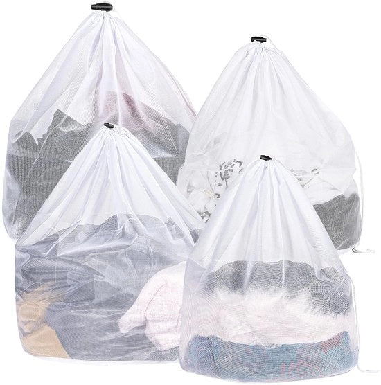 Set di 4 asciugamani microfibra di alta qualità per lavatrice - Con chiusura a cerniera pratica e 4 misure diverse - Ideale per la lavanderia delicata, i capi da bambino e le sottovesti