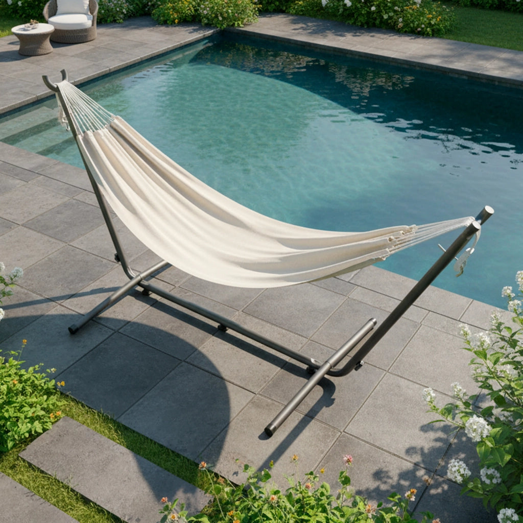Supporto Regolabile Per Amaca In Acciaio Verniciato A Polvere Con 6 Livelli Struttura Solida Dotata Di Piedini Antiscivolo Per Giardino Terrazzo Balcone 280 X 120 X 110 Cm Nero