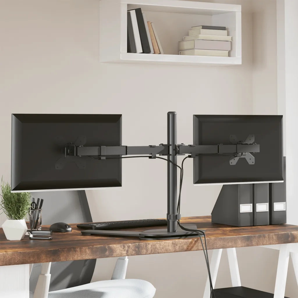 Supporto per Monitor Doppio in Acciaio Nero VESA 75/100 mmcod mxl 130992