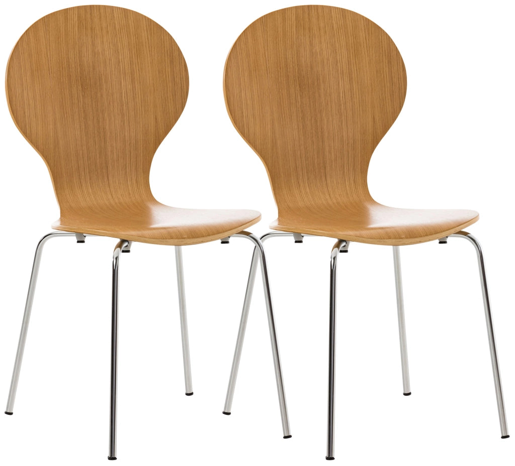 Set 2x Sedie Impilabili Diego in Legno Robusto Rovere