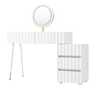 Coiffeuse con specchio LED e illuminazione - Xylo - L100/H127/P40 cm - Bianco - 5 cassetti spaziosi