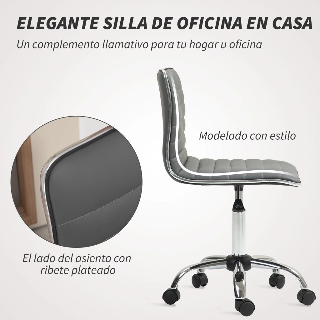 Sedia da ufficio girevole senza braccioli ¨C zephmum ¨C Grigio scuro imbottita PU
