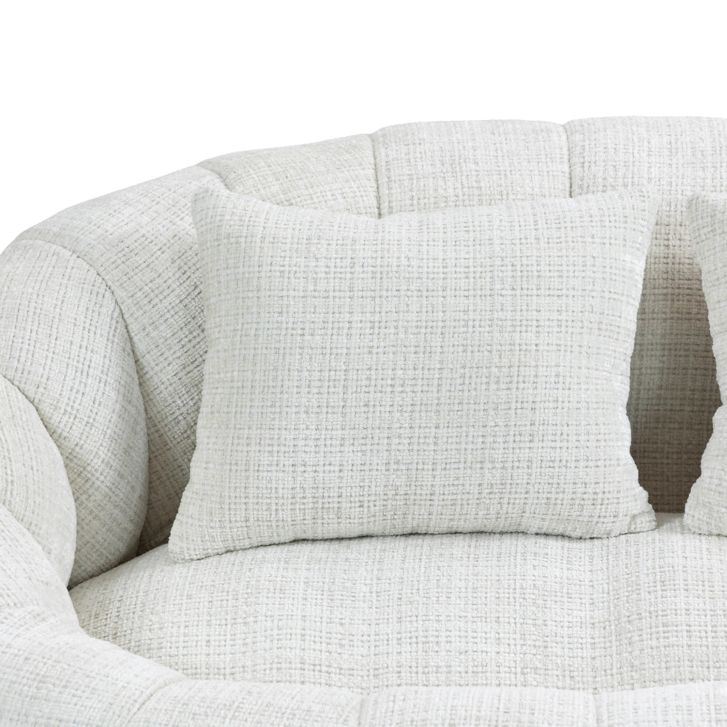 OKWISH Poltrona Pouf con Schienale Alto e Braccioli, Seduta da Pavimento in Schiuma Memory, Ciniglia Beige