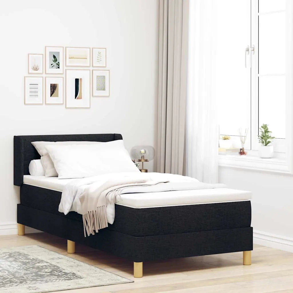Letto a molle con materasso Nero 200 x 100 cm Poliestere