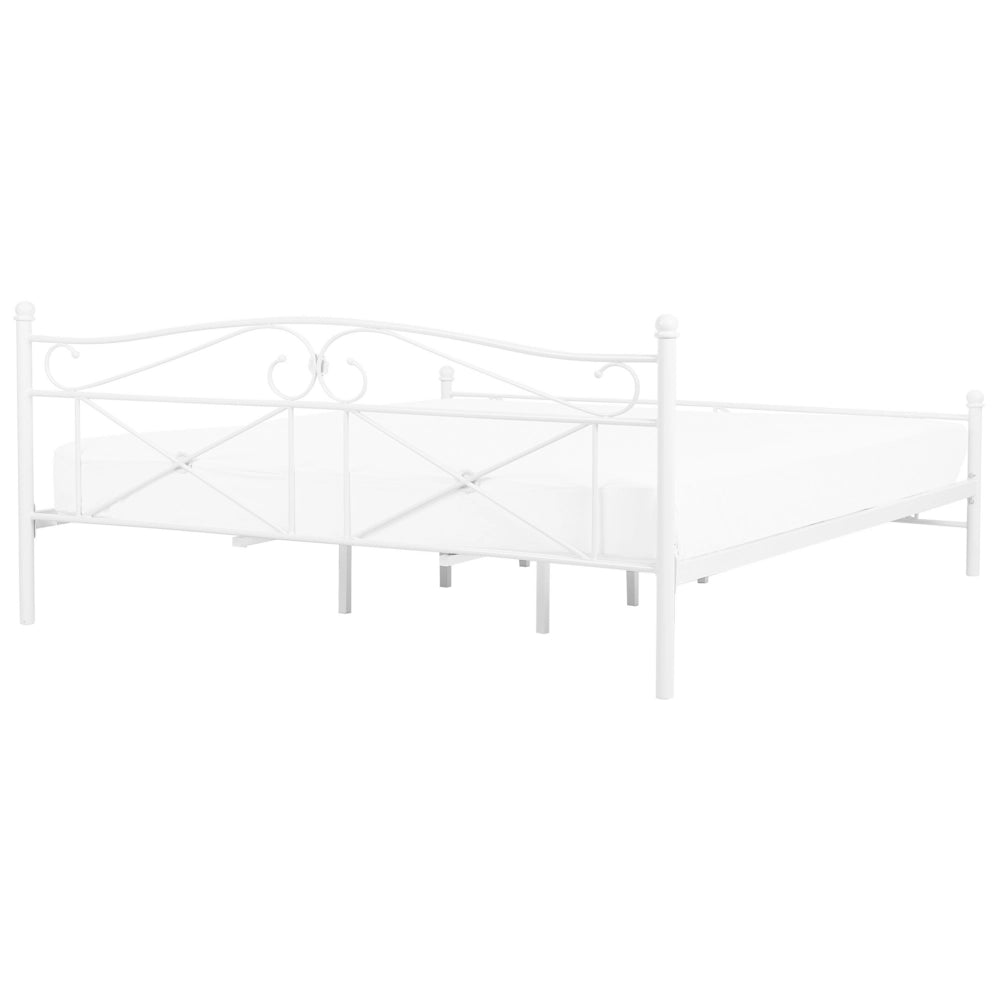 Letto matrimoniale 140 cm 6 Rete a doghe con struttura in metallo bianco retrò