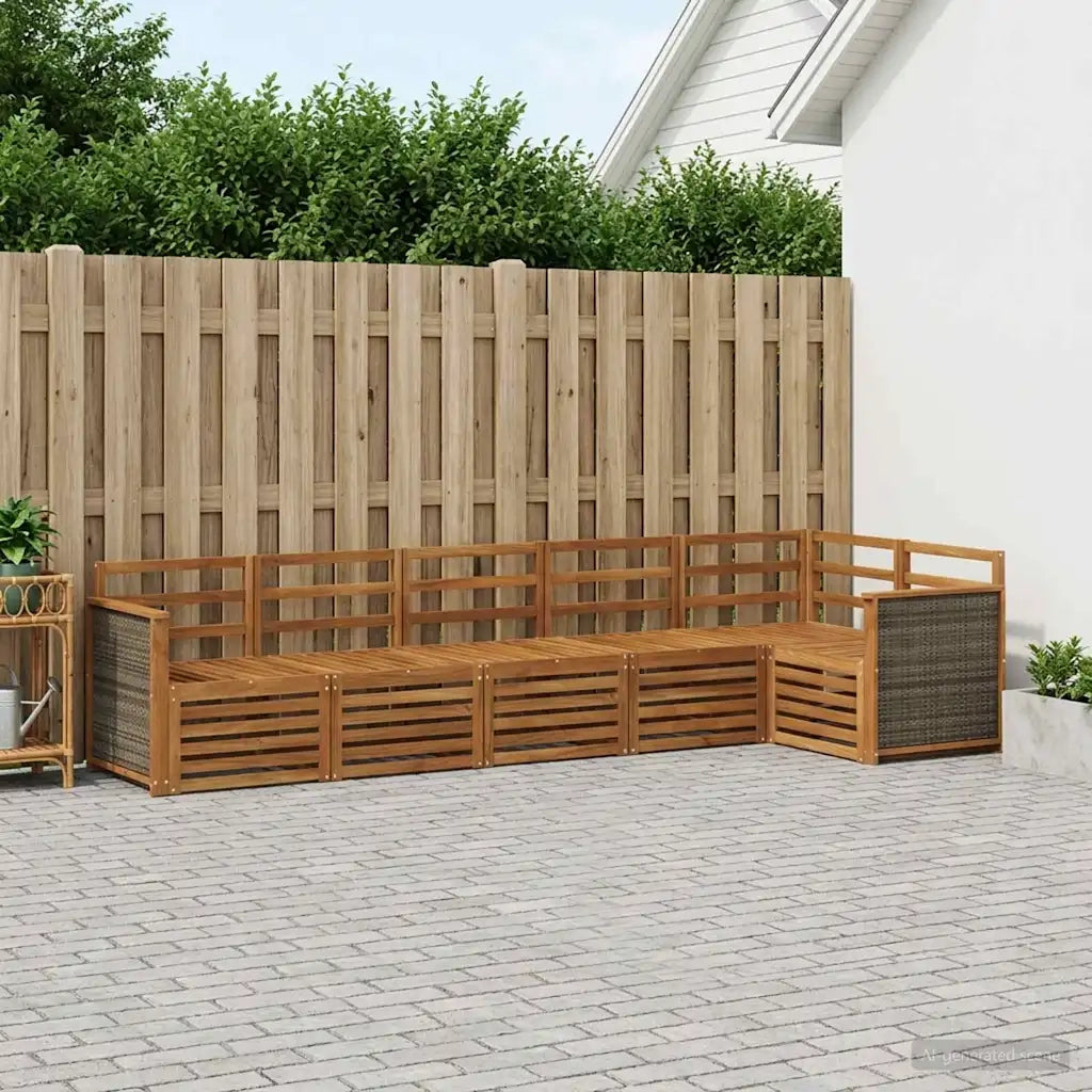 Set divano sezionale 5 pcs Naturale Legno di Acacia Massello 3384405