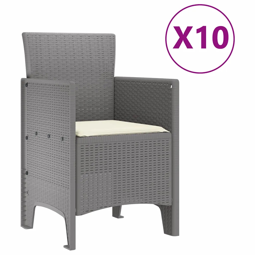 Set da Pranzo per Giardino 11 pcs Grigio chiaro Polipropilene
