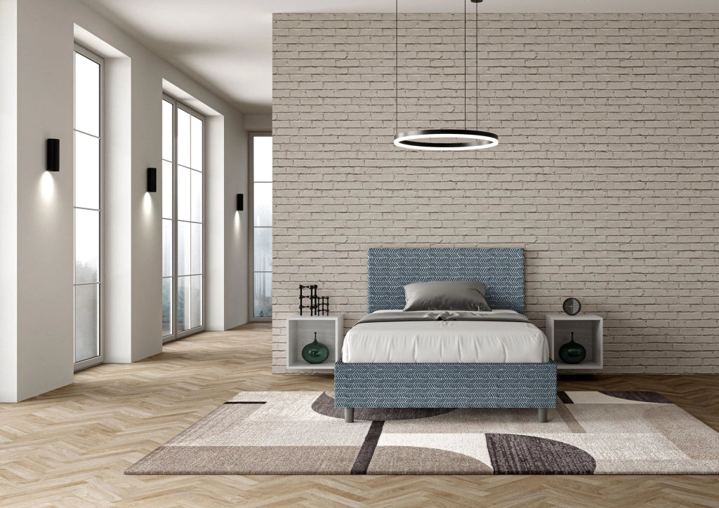 Letto 1 Piazza e Mezzo 120x210 cm con Rete e Contenitore Adele Aragona 8 Blu