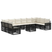 Set Divano da Giardino 11 pcs Nero e Bianco Crema polyrattan