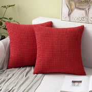 Cuscino Quadrato Corduroy 50x50 cm Rosso Set di 2 Cuscini per Sedia Decorativi Zaffiro per Camera da Letto e Salotto 20x20 Pollici