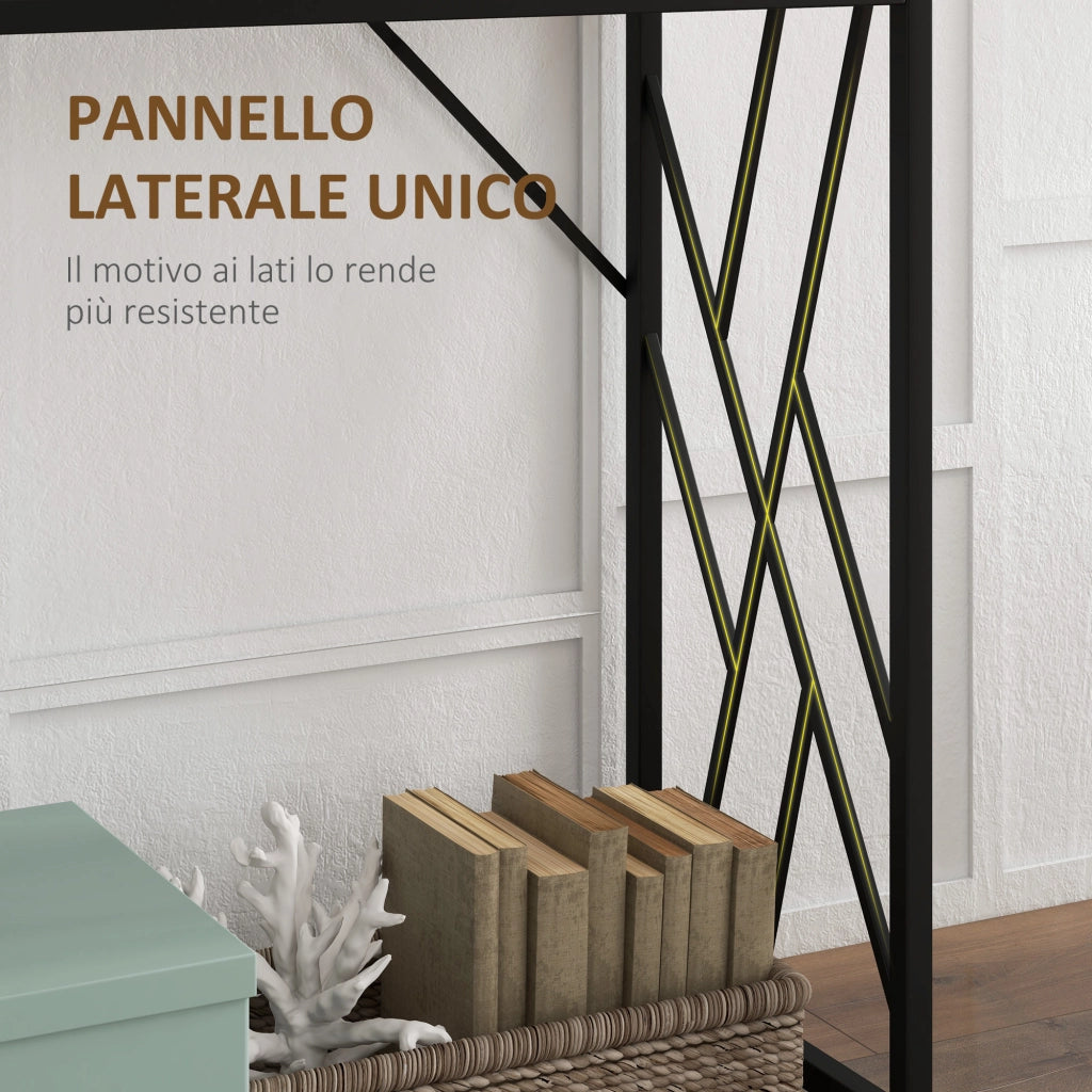 Tavolo Consolle in Stile Industriale Vintage ¨C zephmum ¨C Acciaio e Legno Marrone 120x35x75cm