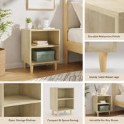 Bedside Table With Solid Wood Legs Sonoma Oak 40x30x50cm