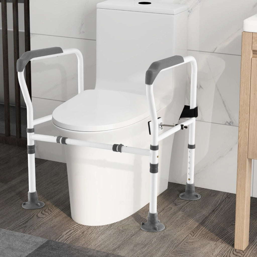 Supporto per WC bagno per anziani regolabile in altezza e larghezza, Supporto per gabinetto per anziani disabili Grigio
