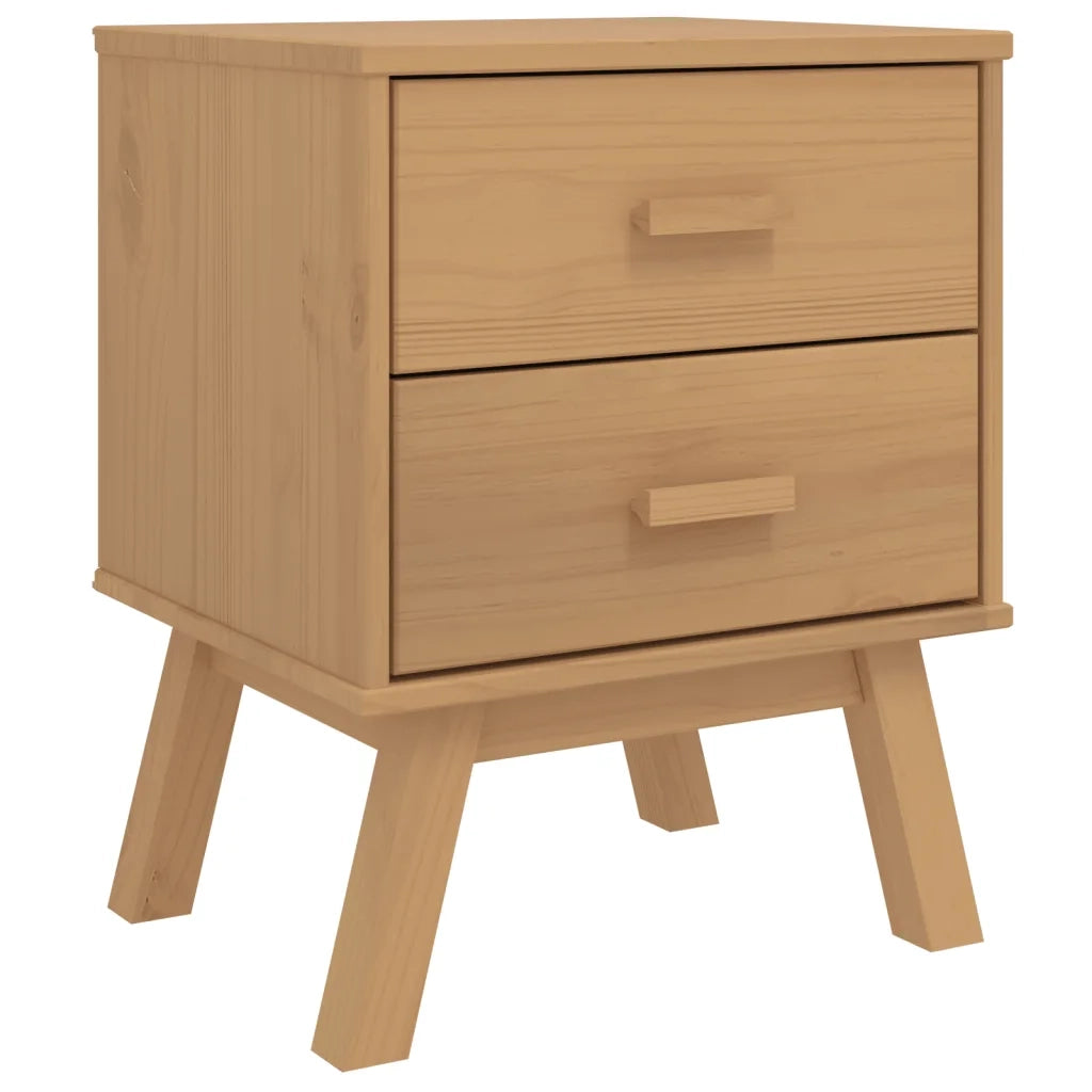 Comodino OLDEN Marrone in Legno Massello di Pino 358582