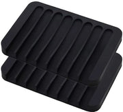 Pacchetto di 2 zeppette in silicone per stecchi di sapone asciutto - Contenitore antiscivolo per sapone per bagno e cucina - Supporto per spugna in silicone nero.