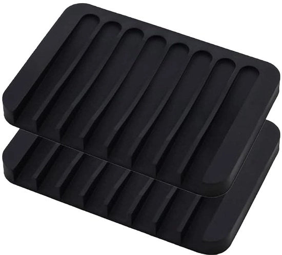 Pacchetto di 2 zeppette in silicone per stecchi di sapone asciutto - Contenitore antiscivolo per sapone per bagno e cucina - Supporto per spugna in silicone nero.