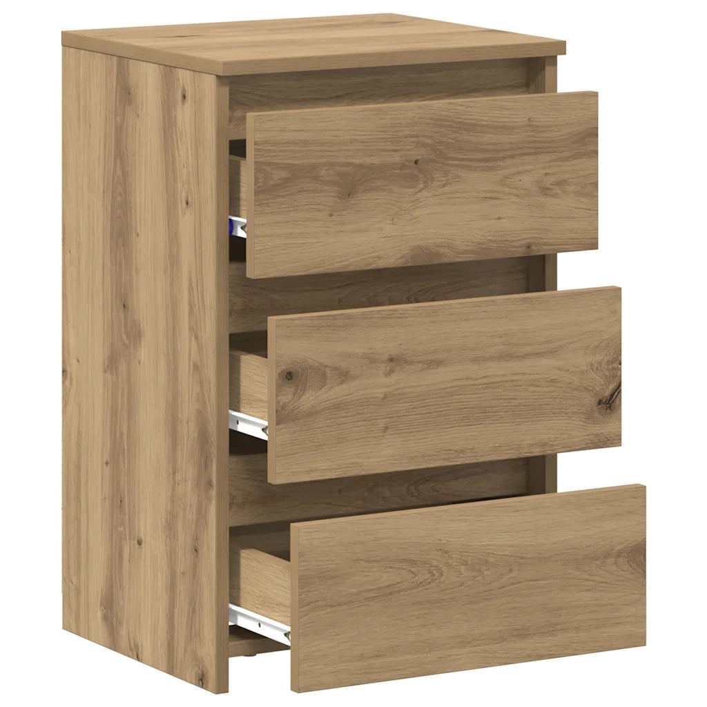 Comodini 2pz Rovere Artigianale 40x35x62,5 cm Legno Multistrato 856525