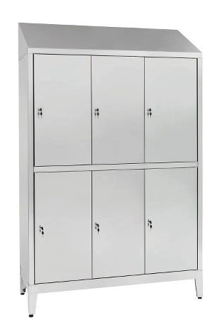 Armadietto sovrapposto in acciaio inox AISI 304 a 6 posti cm. 120x40x215h