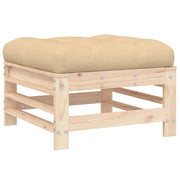 Poggiapiedi da Giardino con Cuscino in Legno Massello di Pino CFW3379802
