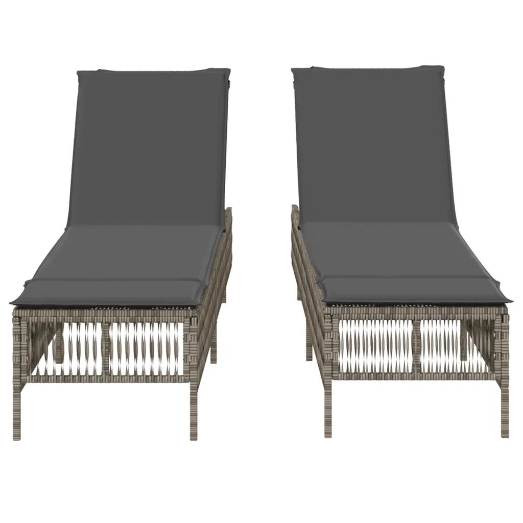 Lettini Prendisole 2 pz con Cuscini Grigio in Polyrattan 3261598
