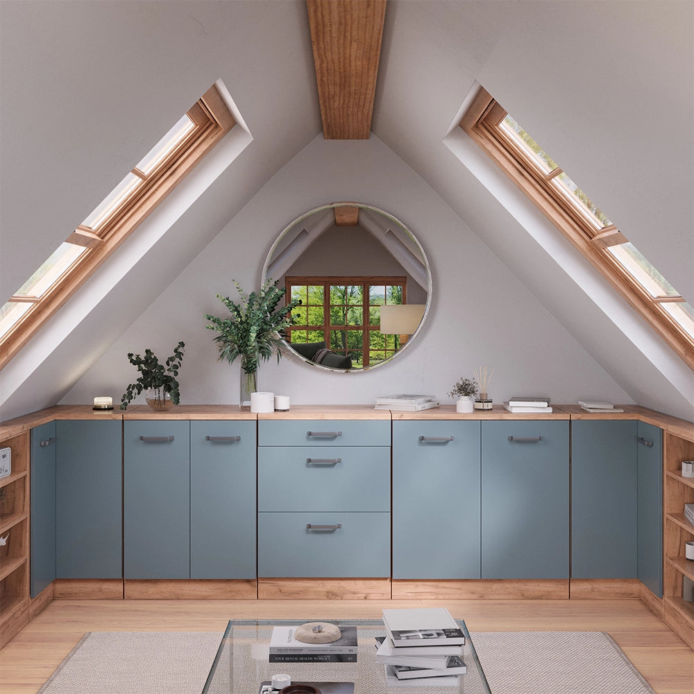Mobile per mansarda Rion Grigio-blu/Rovere dorato 80 x 83.8 cm senza inclinazione con 2 ante Vicco