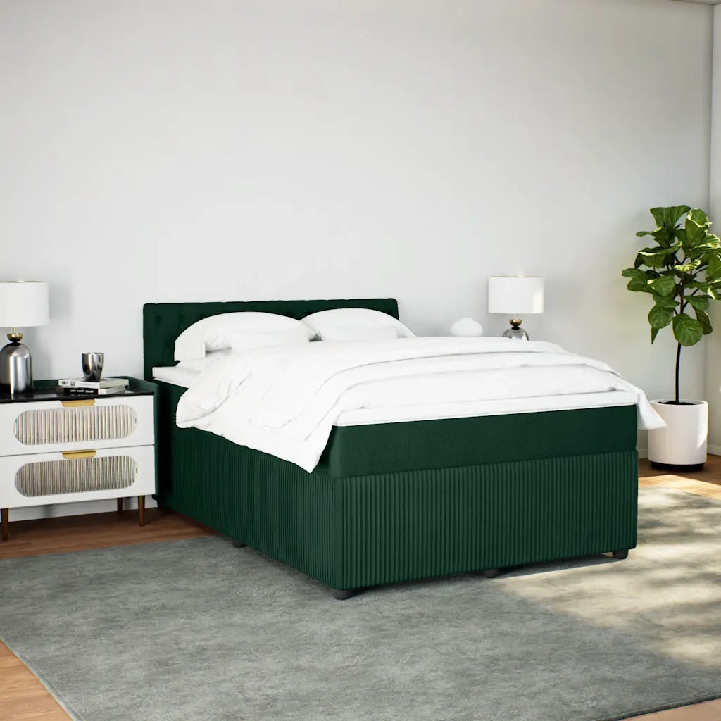 Giroletto a Molle con Materasso Verde Scuro 140x190 cm Velluto 3290043