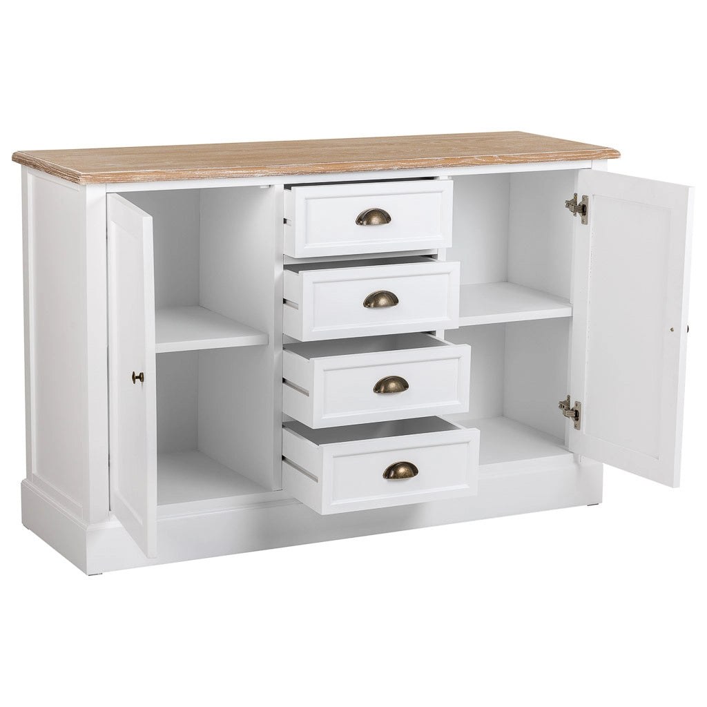 Credenza in legno bianco 124x40x80h