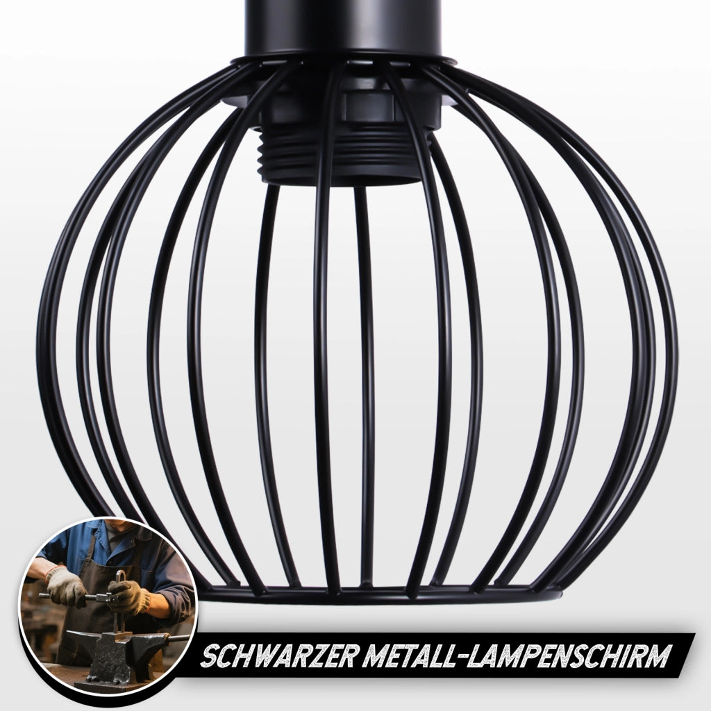 ZMH Lampada da terra nera 2 luci E27 metallo industriale vintage 151cm senza lampadina