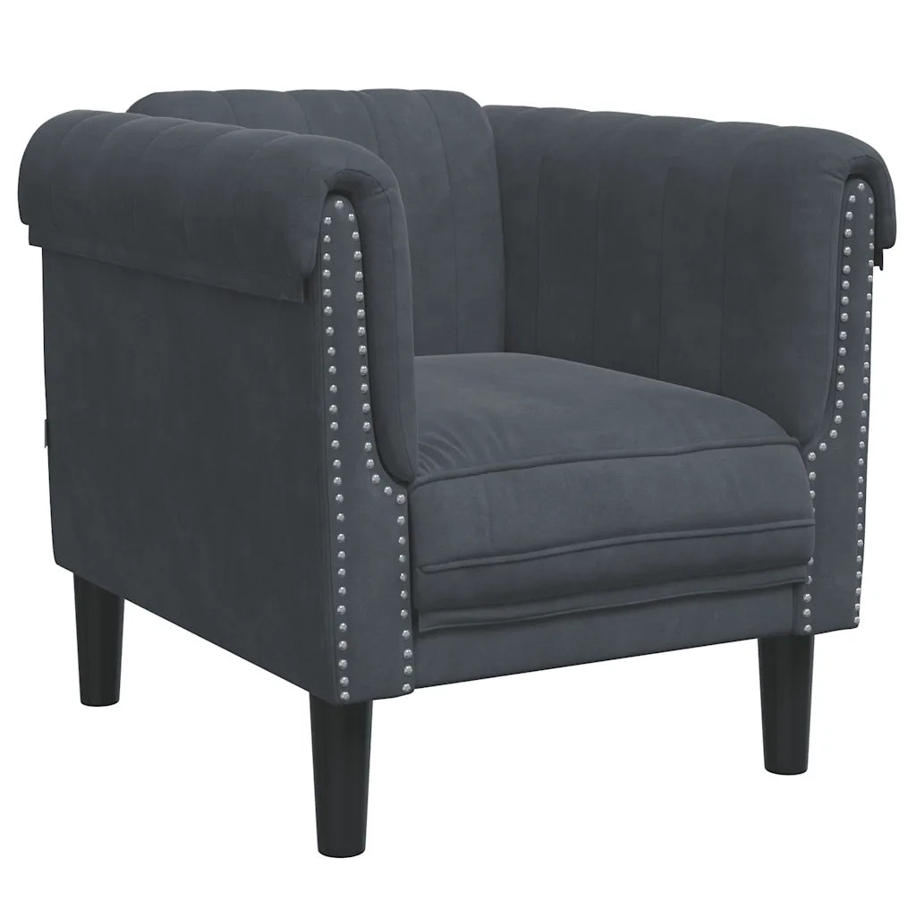 Poltrona-Divano Sedia-Poltroncina Grigio Scuro in Velluto