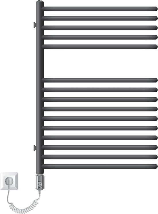 Radiatore elettrico per bagno con elemento di riscaldamento 300W, dimensioni 500x800 mm, design ML antracite.