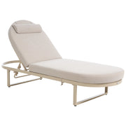 Lettino da giardino reclinabile in alluminio con cuscino beige e ruote schienale regolabile