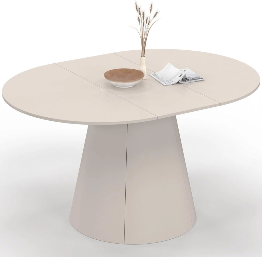 Tavolo da pranzo rotondo allungabile angelo 6 persone legno beige 110-150 cm
