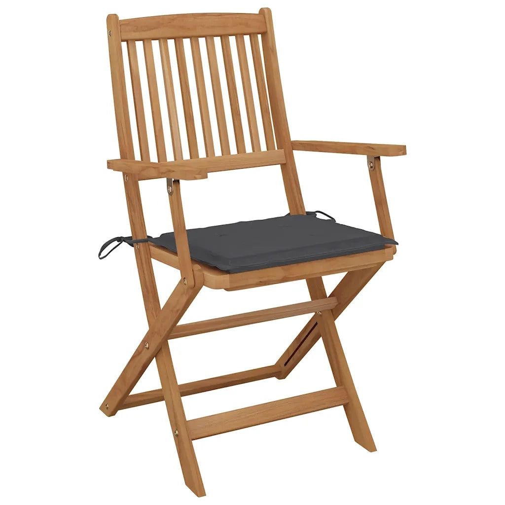 Sedie da Giardino Pieghevoli 8 pz con Cuscini Massello Acacia 3075085