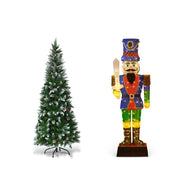 Albero di natale 180cm in pvc di alta qualit¨¤ e soldato di natale 3d illuminato, Albero di natale innevato e soldato preilluminato-Natale