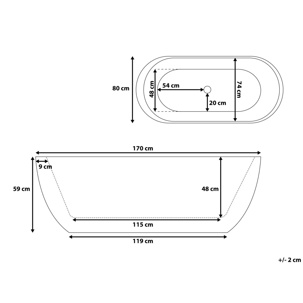 Vasca da bagno bianca con argento sanitario singolo acrilico 170 x 80 cm autoportante moderno