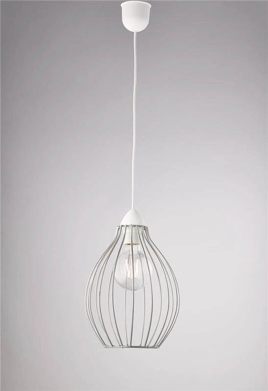 PINO LAMPADARIO IN METALLO DESIGN MODERNO COLORE ARGENTO E27 1 LUCE 57 WATT