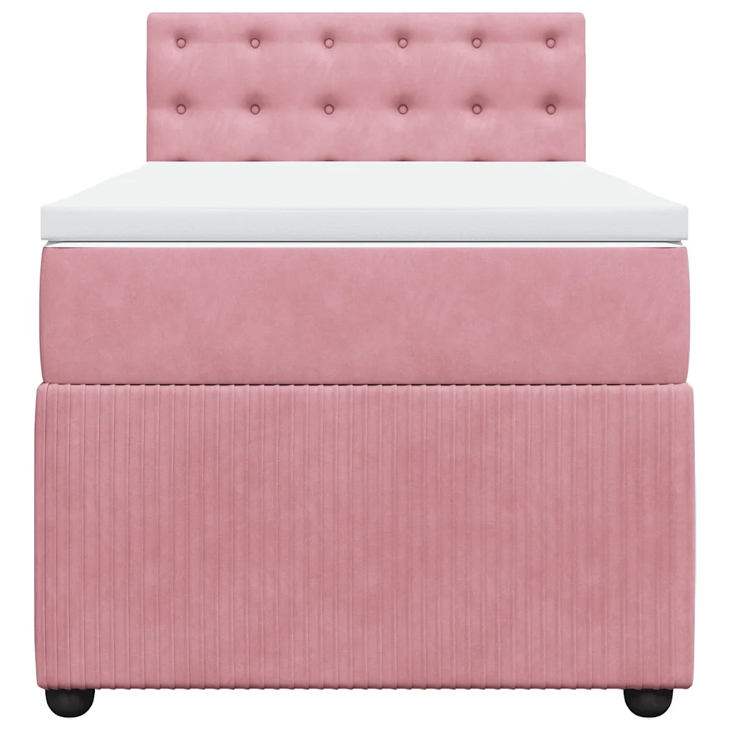 Giroletto a Molle con Materasso Rosa 90x190 cm in Velluto 3289919