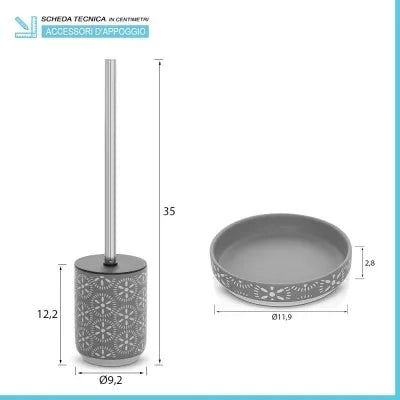 Set accessori bagno da appoggio 4 pezzi in ceramica grigio  Circus